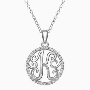 PRIMROSE Sterling Silver Cubic Zirconia Initial Pendant Necklace K